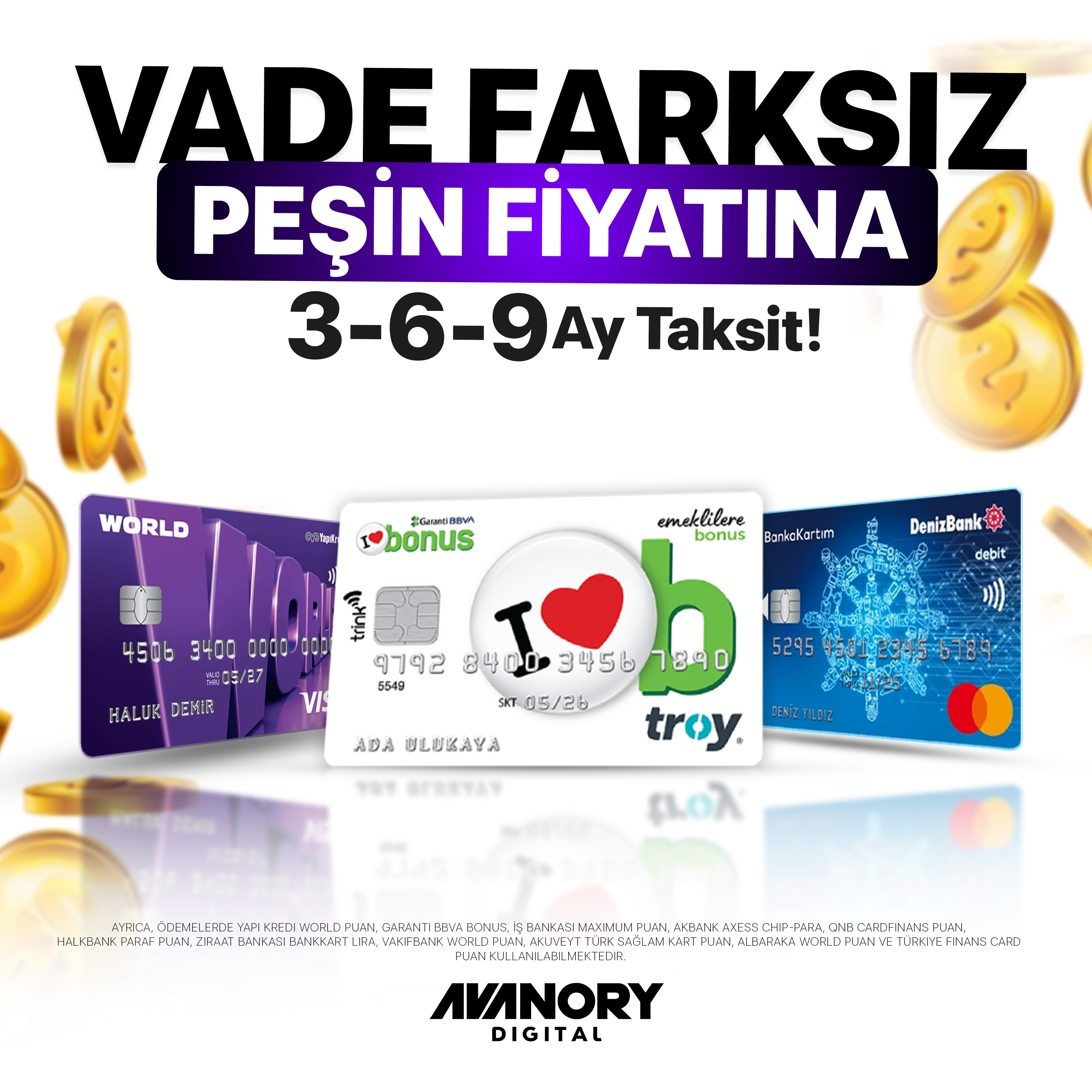 Taksit Fırsatları - BONUS, WORLD ve QNB kartlarına vade farksız taksit imkânı